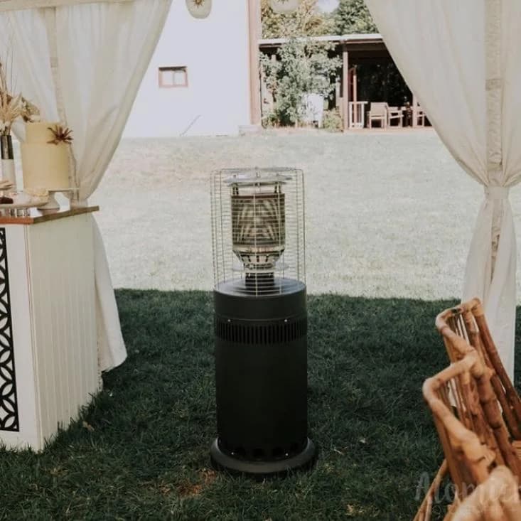 Outdoor gas heater for an evening event